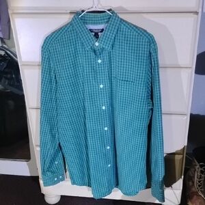 Casual Teal Check Button-Down Shirt - Men